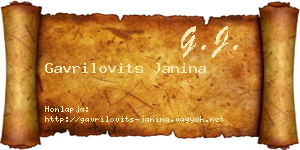 Gavrilovits Janina névjegykártya